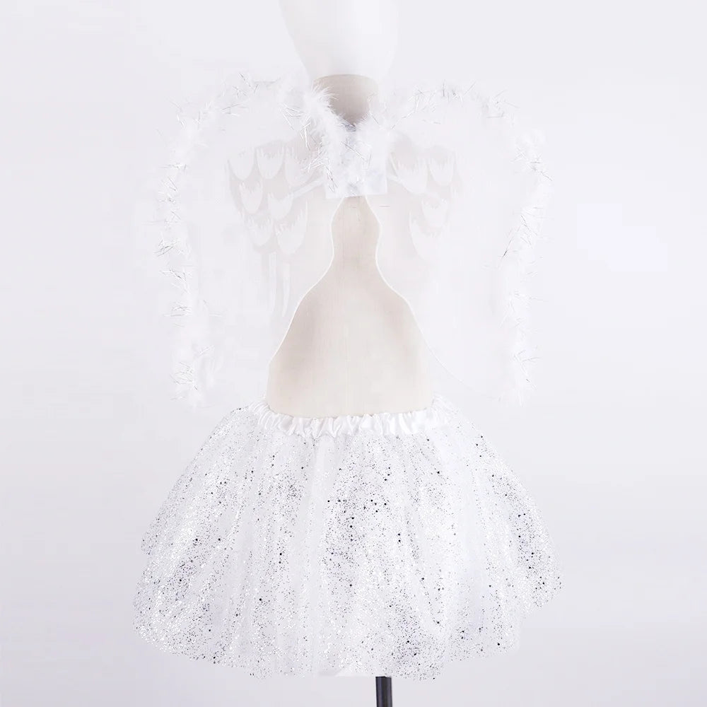 Halloween & Day of the Dead Baby Girl Angel Costume White Angel Cosplay Skirt Set Angel Makeup