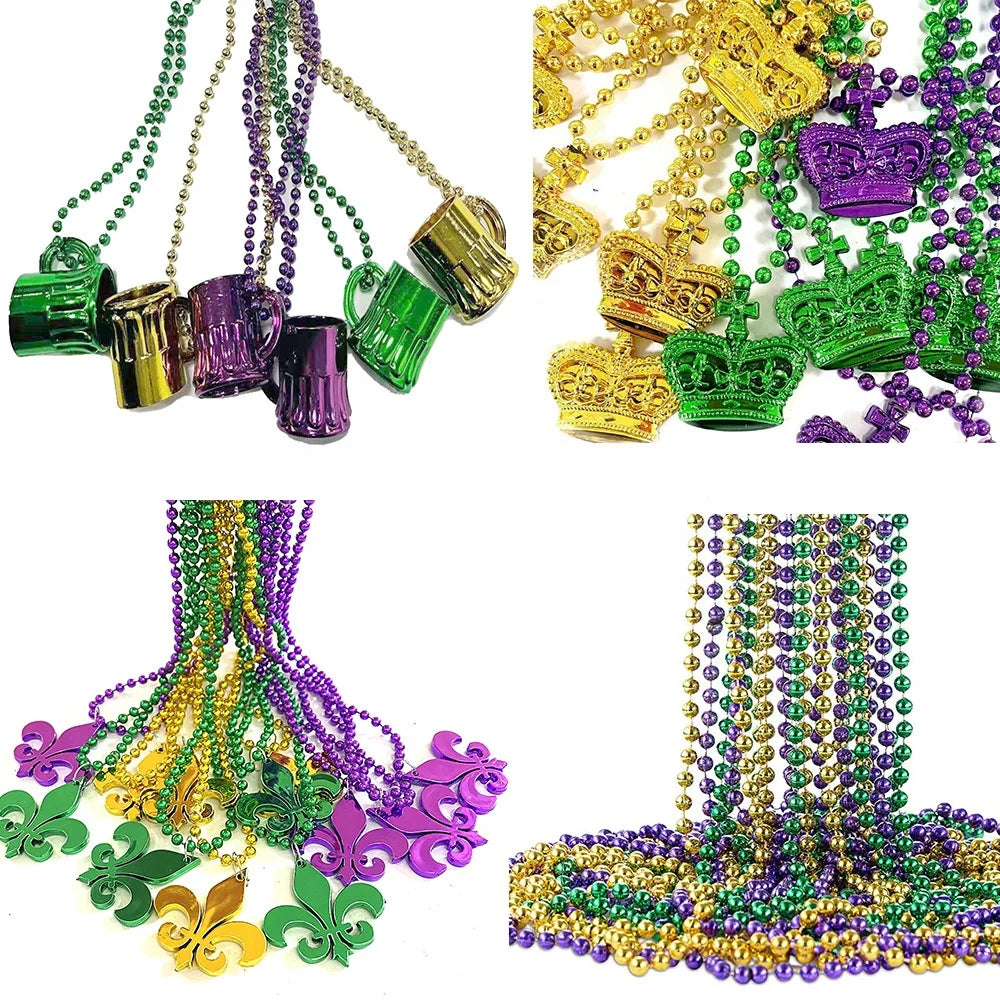 Carnaval Carnival Celebration Bead Necklace Various Metallic Bead Necklace 46 Inch Giant Ball Bead Necklace