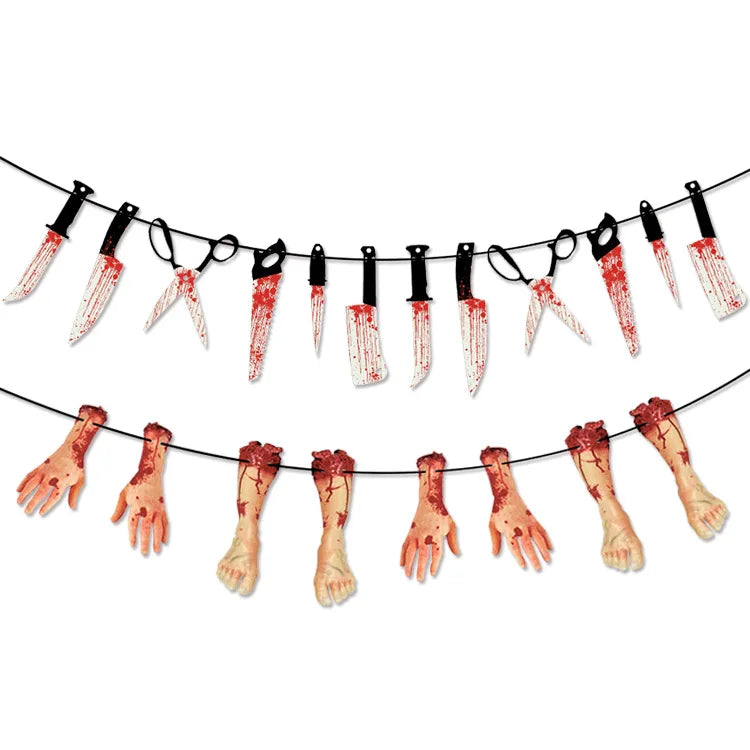 Halloween & Day of the Dead Halloween Themed Party Ornaments Various Styles Horror Paper Pendants Decorative Banners