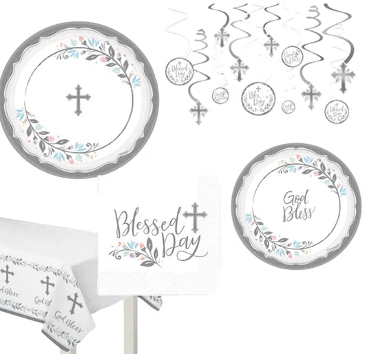18-Person Plate Napkin Cup Table Stand Hanging Whirlpool Baptism Communion Devotion Blessing Holy Day Cross Design Decoration