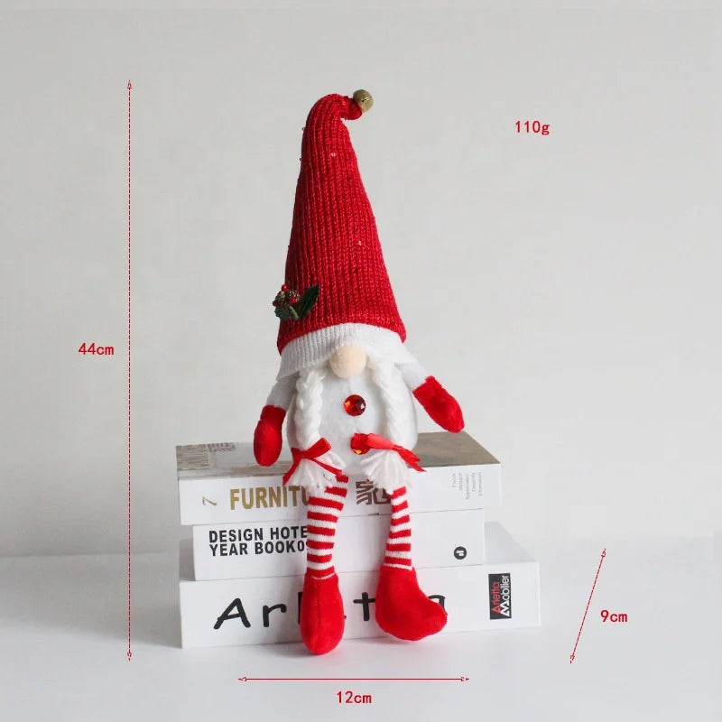Christmas sitting dwarf table ornament handmade winter faceless doll home decoration Christmas sitting long-legged dwarf ornament