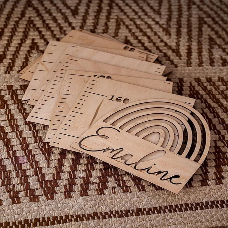 Birthday Party 2 Splicing Wooden Children's Growth Height Meter Ruler Children's Wall Decoration Wall Meter Measurement Sticker 1st Birthday Gift