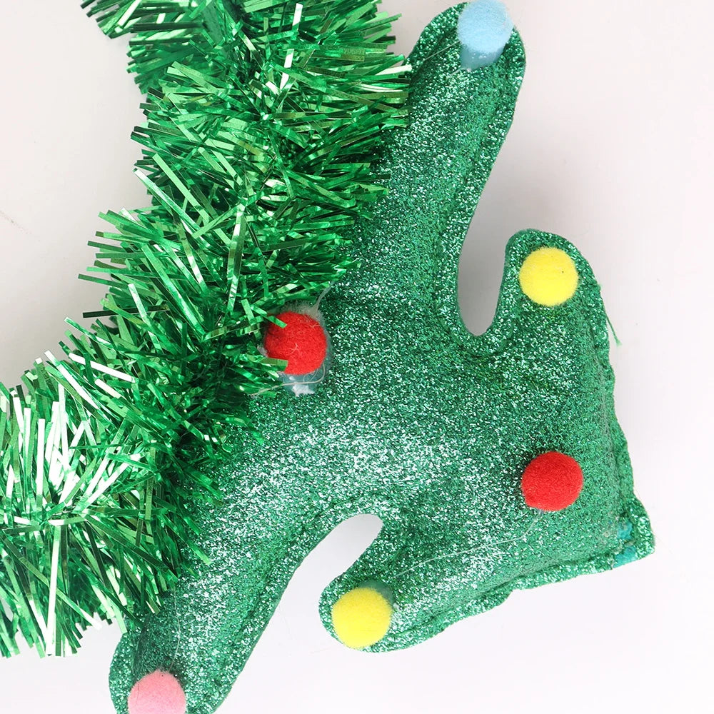 BSCI Custom Design Christmas St. Patrick's Day Party Gift Gold Pentagram Fabric Green Christmas Tree Hairpin