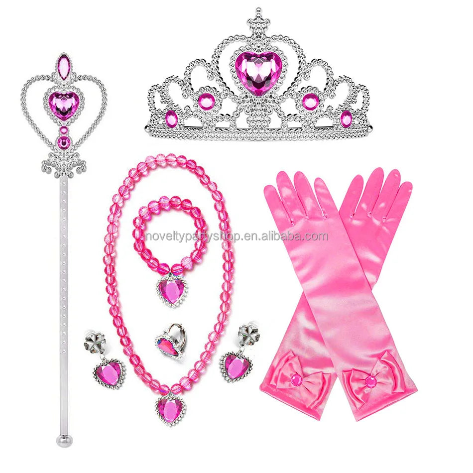 Birthday Party Princess Girl Accessories Costume Photography Props Gloves Headgear Horn Fairy Stick Jewelry Set Makeup Cosplay