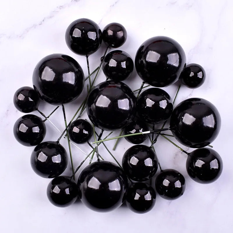 Birthday Party 20pcs/bag 2cm 2.5cm 3cm 4cm Mixed Gold and Silver Foam Ball Cake Top Hat Decoration Shiny Faux Ball