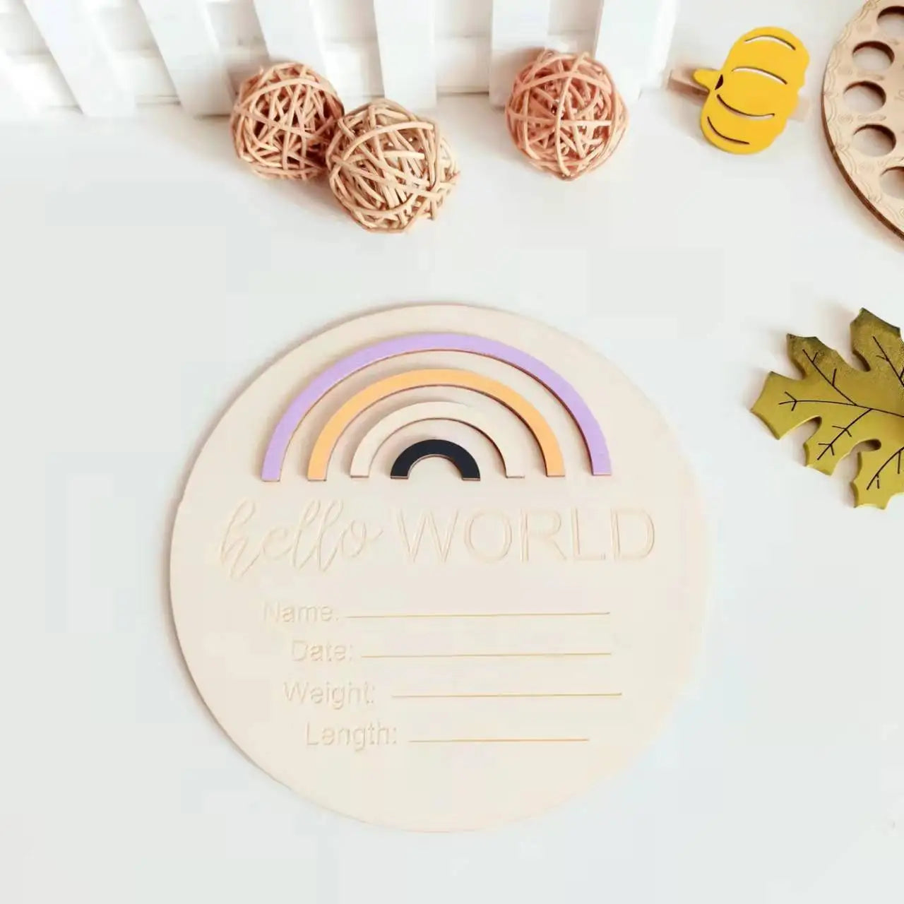 Birthday Party 2 Wooden Newborn Announcement Signs New Baby Boys and Girls Photography Props Nursery Decoration Baby Hands and Footprints Newborn Name Signs