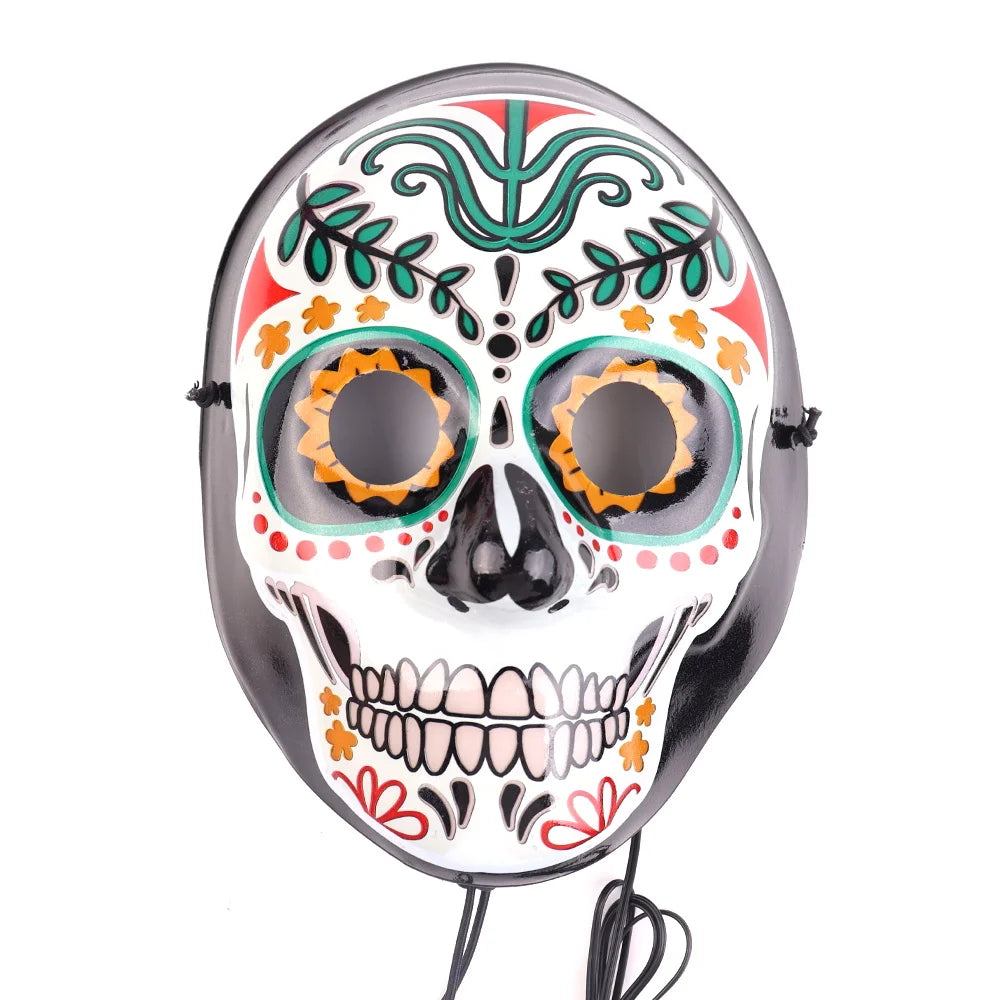 Halloween & Death Day New Halloween Ornaments Monster Glow Mask EL Mask Party Makeup Light Emitting Diode Face Reaper Mask Halloween Party