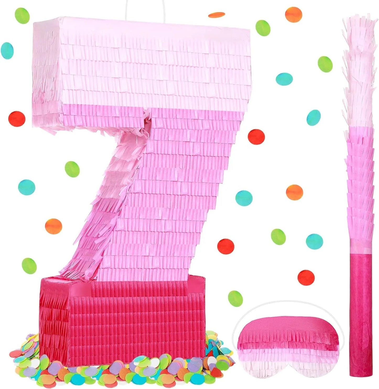 Birthday Party 2 Baby Shower Anniversary Party Ornaments Number Piñata Birthday Piñata gradual change Pink Piñata with blindfold 