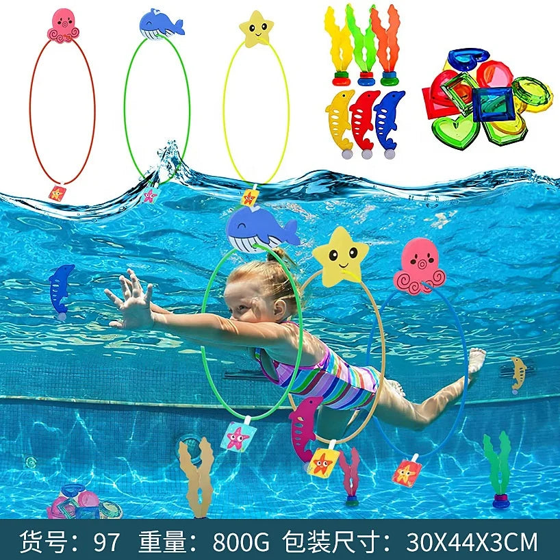Birthday Party 2 Diving Toys Children's Outdoor Pool Treasure Hunt Diving Fish Seaweed Torpedo Jewelry Children's Water Toy Set