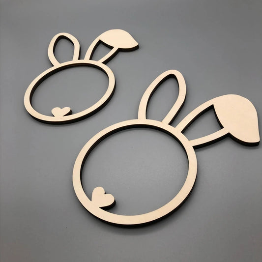 Easter and Thanksgiving 3 Decorative Outdoor Wooden Wreath Easter Bunny Simple Easter Decoration DIY with Curved Ears and Nose