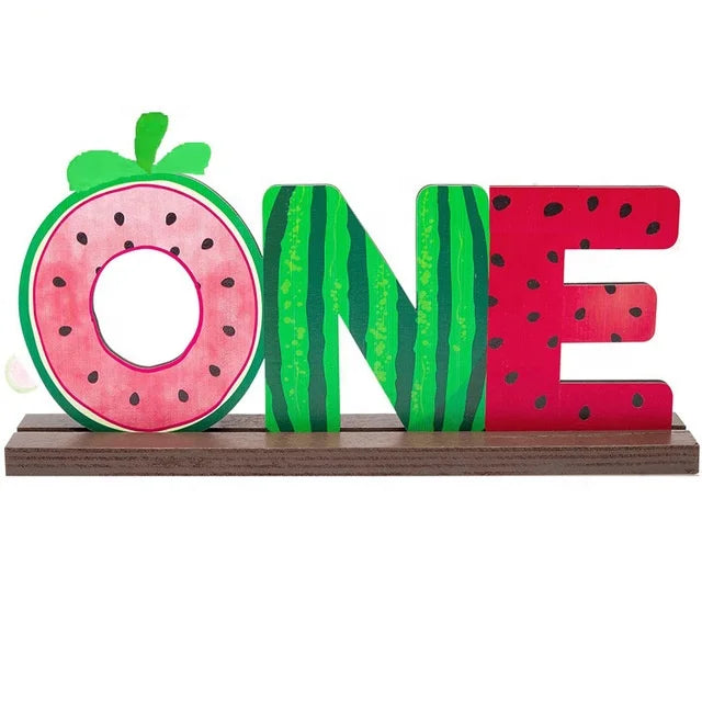 Wooden Crafts, New Creative Wooden Happy Birthday Wooden Sticks Strawberry One Year Old Desktop Decoration Birthday Party Supplies