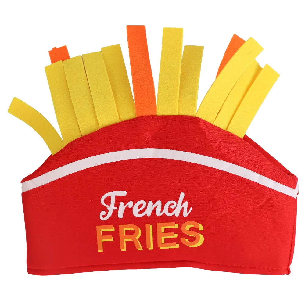 Fantasia de Halloween e Dia da Morte, chapéu frito engraçado, festa de carnaval, chapéu de batata frita, fantasia de cosplay de Halloween 