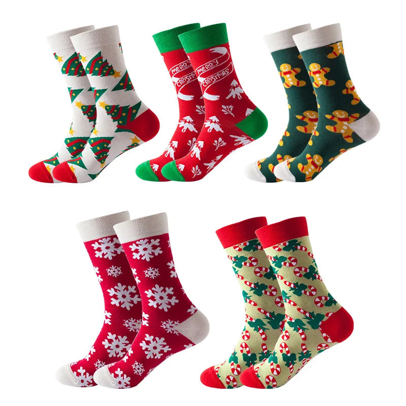 5 Pairs of Ladies Christmas Stockings Christmas Holidays Happy New Year Gifts