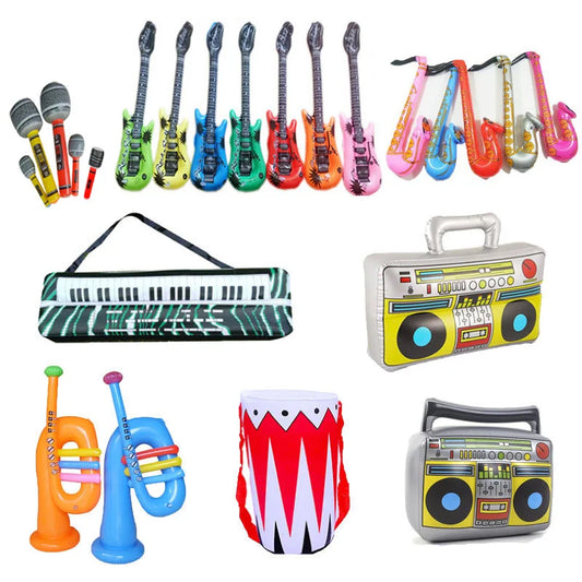 Birthday Party 2 Custom Design Photo Props Reusable Rock Star Toys Inflatable Guitar Microphone Toys Disco Party Inflatable Pool Toys