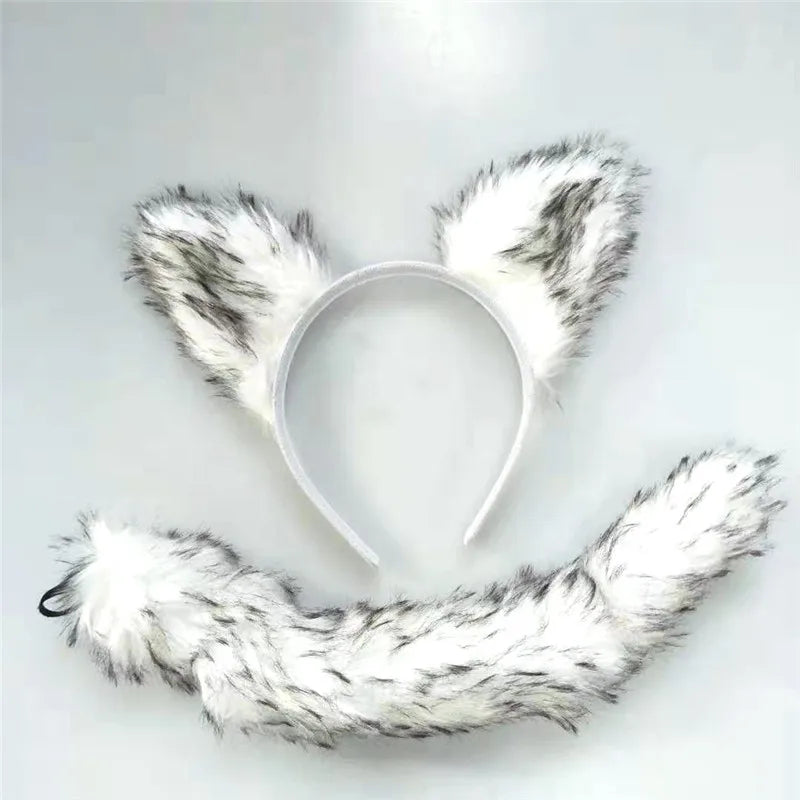 Carnaval new arrivals plush animal ears headband cosplay plush cat ears headband tail cover carnival halloween costume