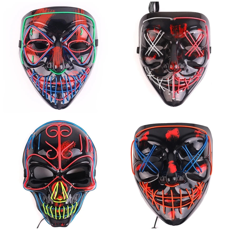 Halloween & Death Day New Halloween Ornaments Light Mask EL Mask Party Makeup Light Emitting Diode Halloween Decoration Party Mask