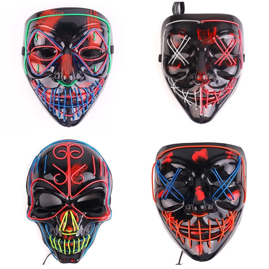 Halloween & Death Day New Halloween Ornaments Light Mask EL Mask Party Makeup Light Emitting Diode Halloween Decoration Party Mask