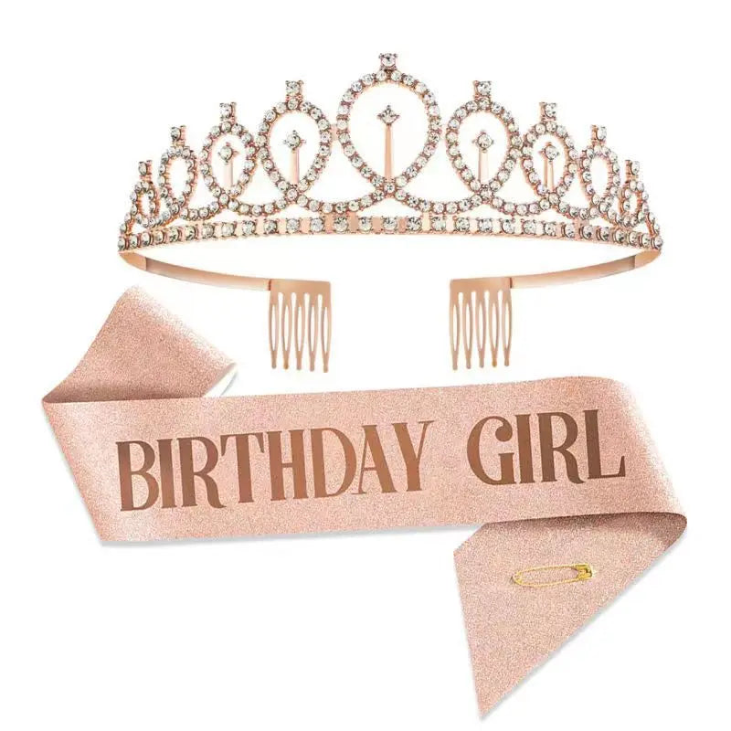 Birthday Party 2 Hot Sale Party Favorites Rose Gold Birthday Crown and Girls Birthday Party Belt
