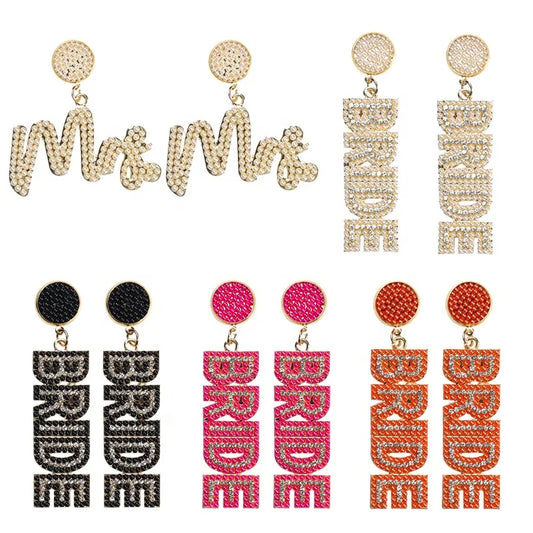 Bachelorette Party 1 Single Earrings Seed Beads Wedding Dress Earrings Bridal Earrings