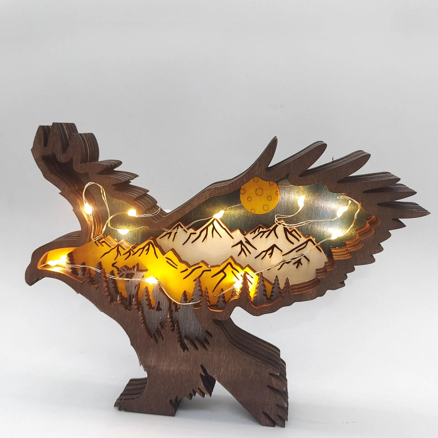 Wooden Crafts Carving Wholesale Wooden Eagle Piece Ornament Crafts Home Party Decoration Props Eagle Wood Apartment Decoration