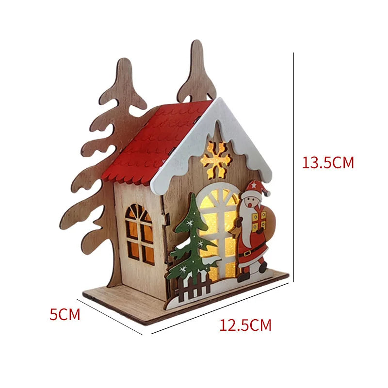 Christmas Ornaments Wooden Light Emitting Diode Light Pendant Festive Party Christmas Gifts Wooden Ornaments