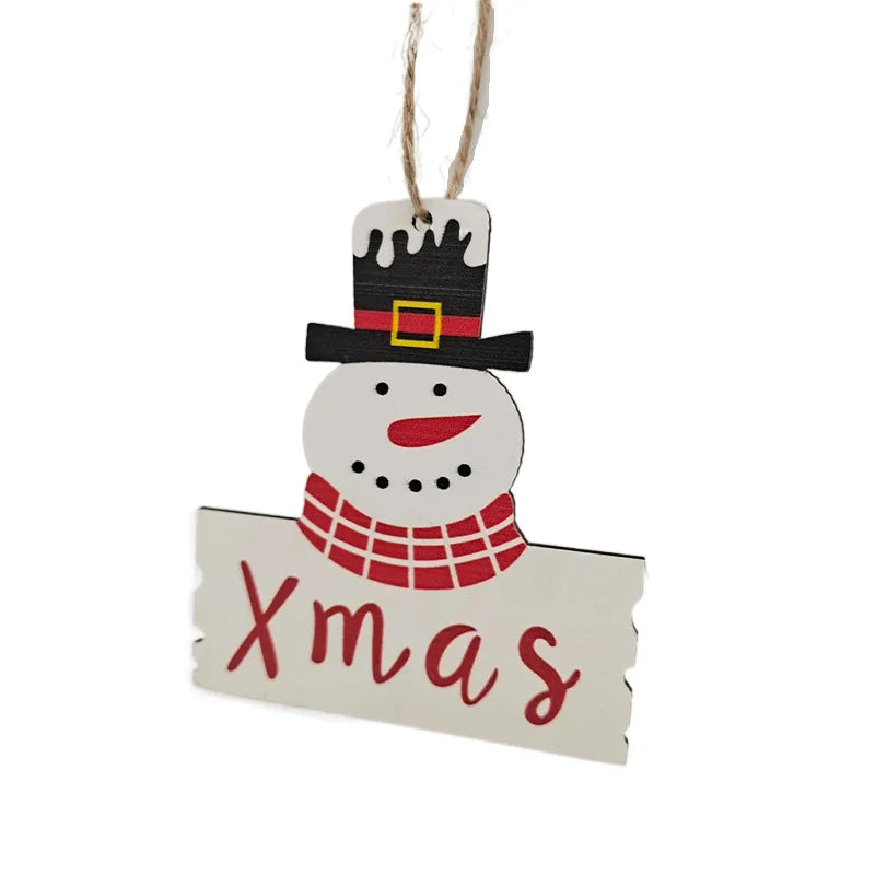 New Wooden Christmas Tree Snowman Santa Elk Hollow Pendant DIY Painted Christmas Wooden Ornament