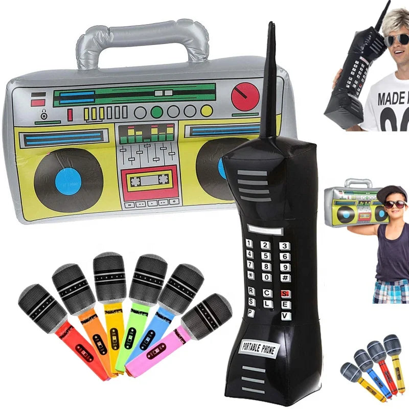 Bachelorette Party 1 80s 90s Party Decorations Hip Hop Themed Party Supplies Radio Boom Box Microphone Electronic Organ PVC Inflatable Toys