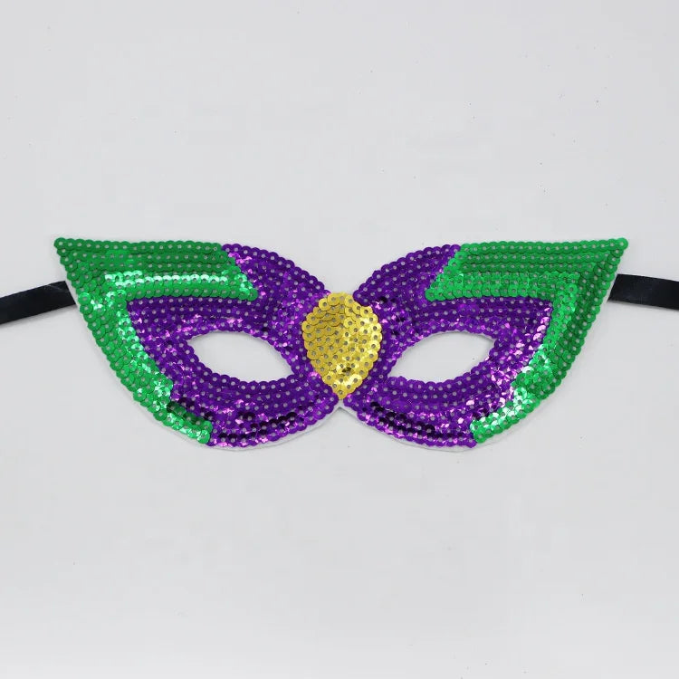 Carnaval Carnival Carnival Theme Gold Purple Green Sequins Half Face Mask Masquerade Sexy Performance Mask