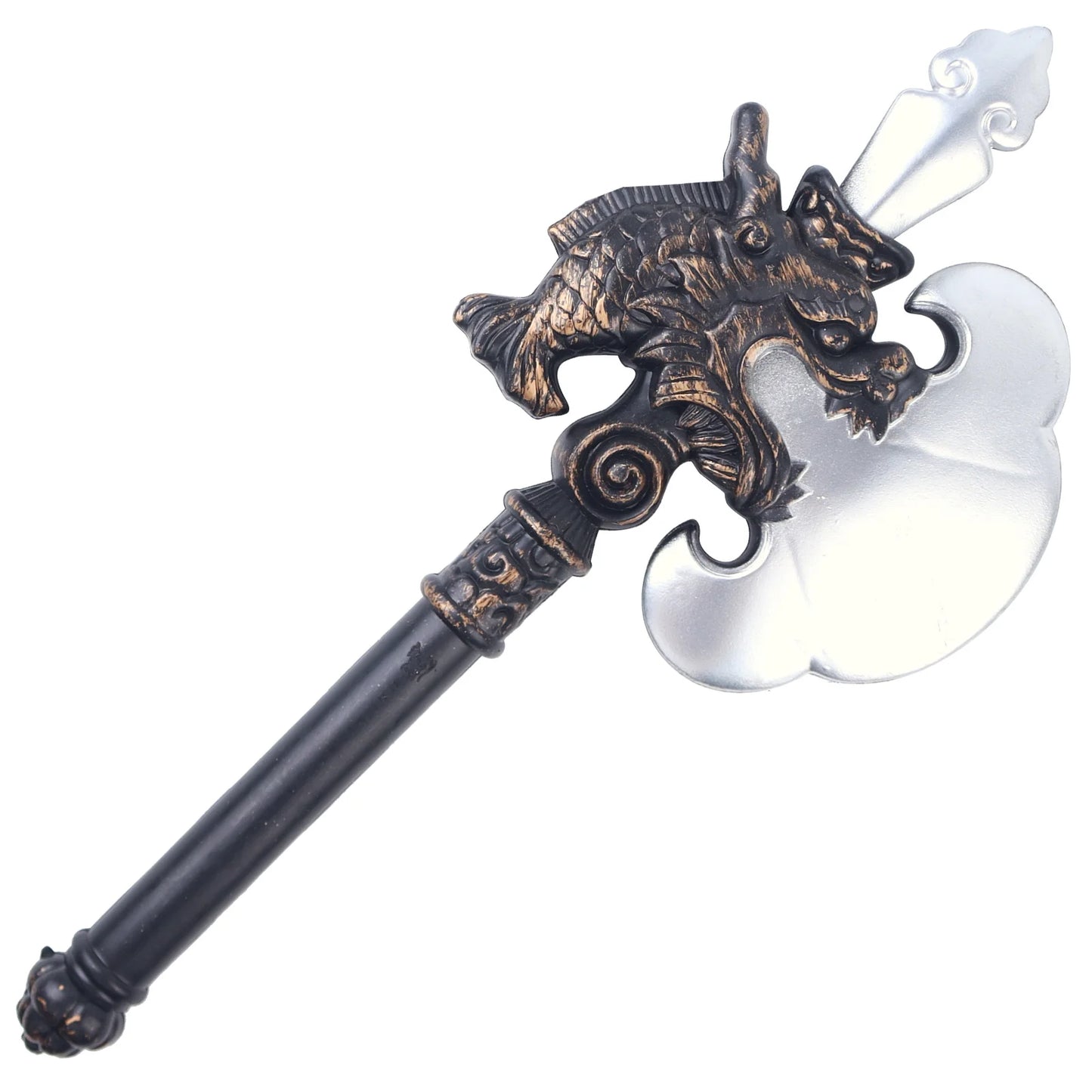 Machado de batalha de lâminas de Halloween e Dia dos Mortos 42*17,5 cm, acessórios para fantasias de cosplay de Halloween, adereços realistas, machado grande de plástico antigo para Halloween 