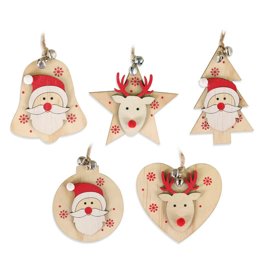 Christmas decorations wooden pendant 5pcs can be customized Christmas gifts wooden decorations