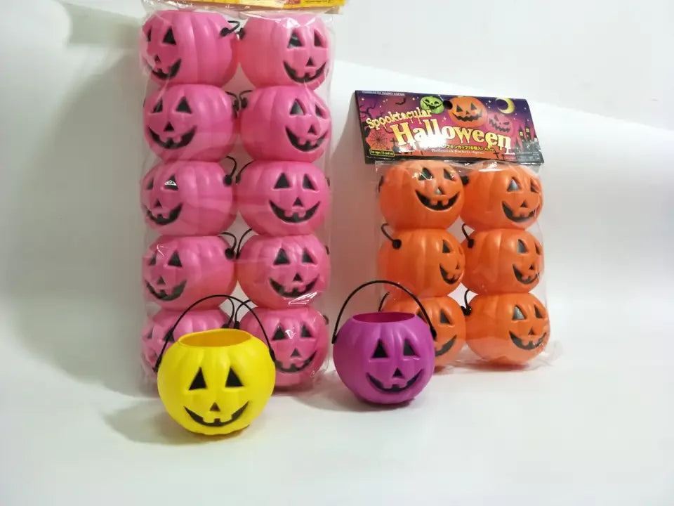 Halloween & Death Day Luminous Decoration Plastic Portable Pumpkin Lamp Candy Jar Children's Show Props Halloween Mini Pumpkin