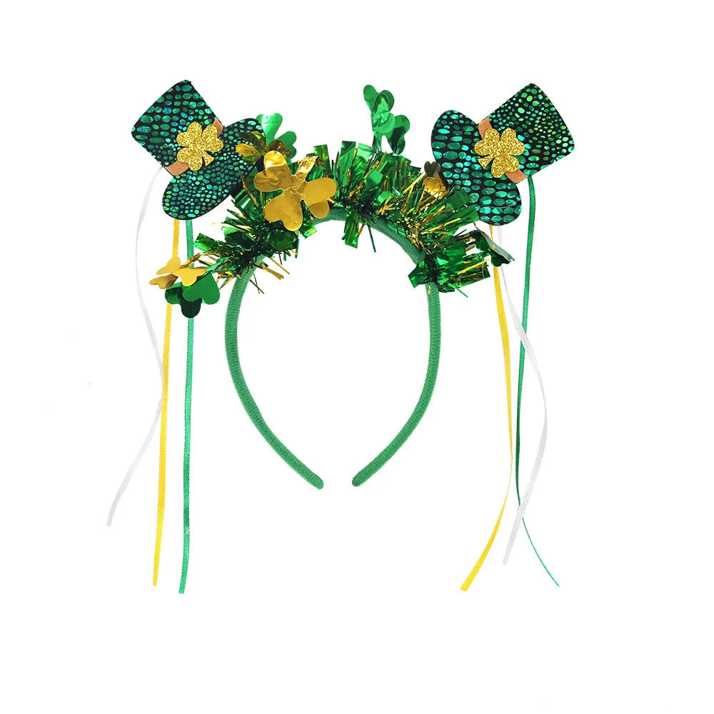 Easter and Thanksgiving 3 Wholesale Markrts Gifts Green Glitter Sequins Irish Shamrock Lucky Headband Festival Party Supplies St. Patrick's Day Headbands