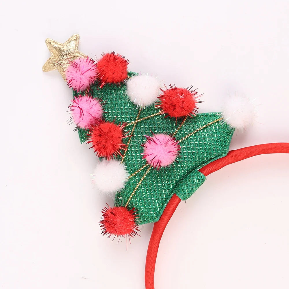 BSCI New Design Pentagram Hair Accessories Christmas Dress Up Props Pompom Spring Glitter Sequins Christmas Tree Headband
