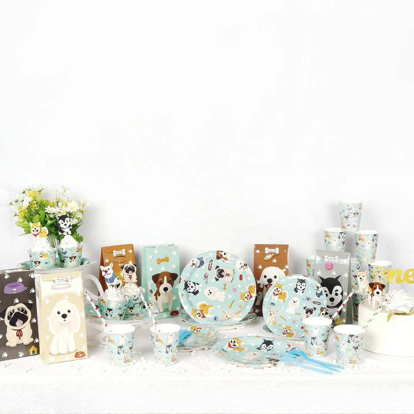 Birthday Party 2 Pet Birthday Party Supplies Tableware Set Claw Dog Children's Theme Disposable Birthday Party Supplies Dog Birthday Party Cake Gift Pack