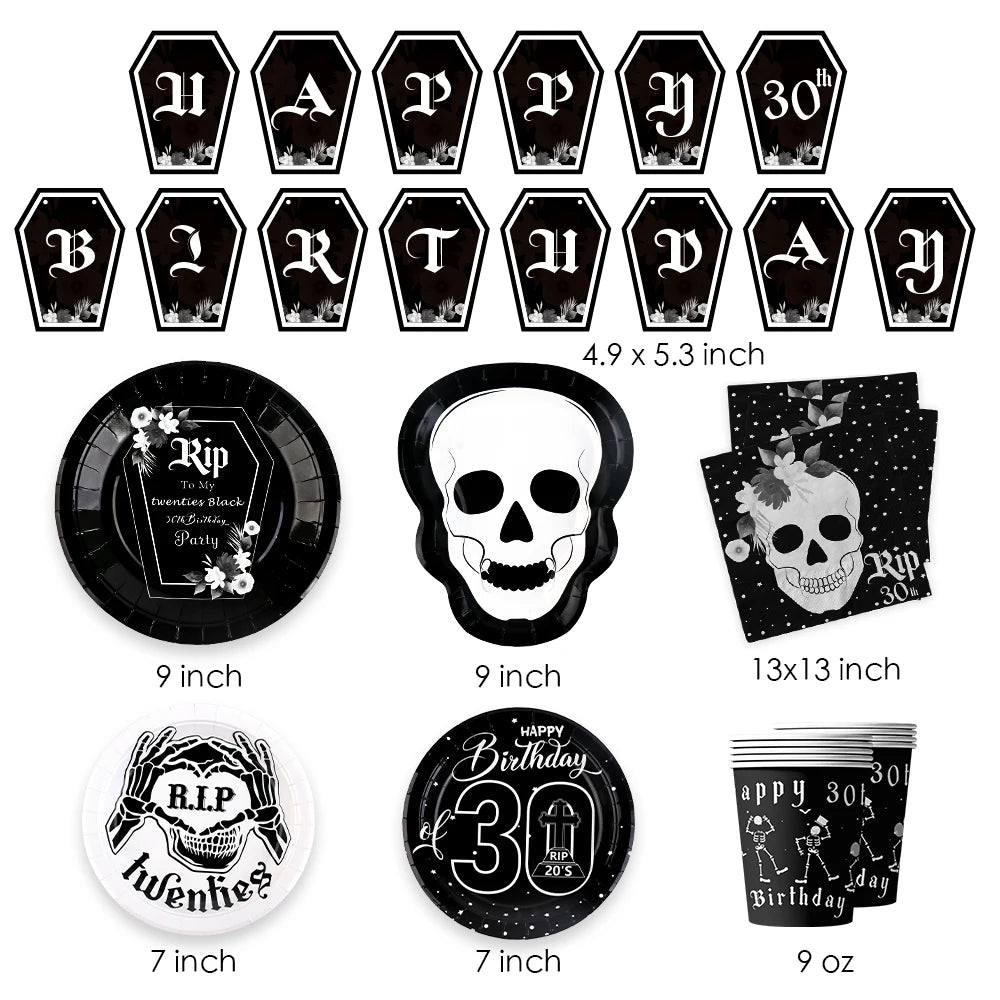 Birthday Party 2 Wholesale Rip 20th Birthday Ornaments Dirty 30th Birthday Party Banner Tableware Death to My 20s Party Ornaments