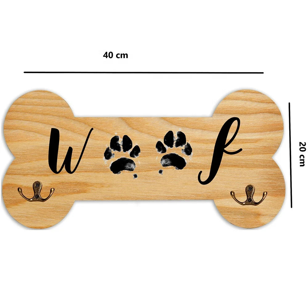Wooden Crafts Dog Belt Hangers and Accessories Organizer Pet Lovers Wooden Wall Hanging Dog Bone Belt Hooks