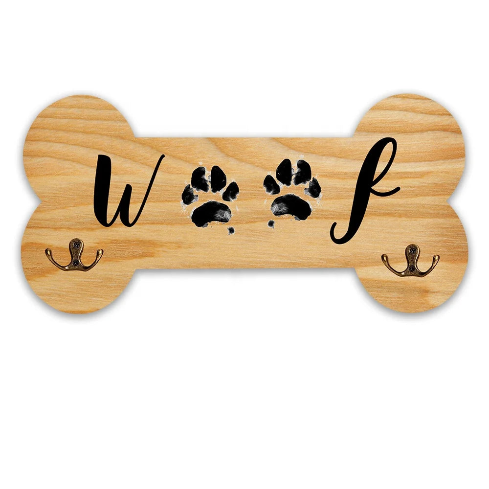 Wooden Crafts Dog Belt Hangers and Accessories Organizer Pet Lovers Wooden Wall Hanging Dog Bone Belt Hooks